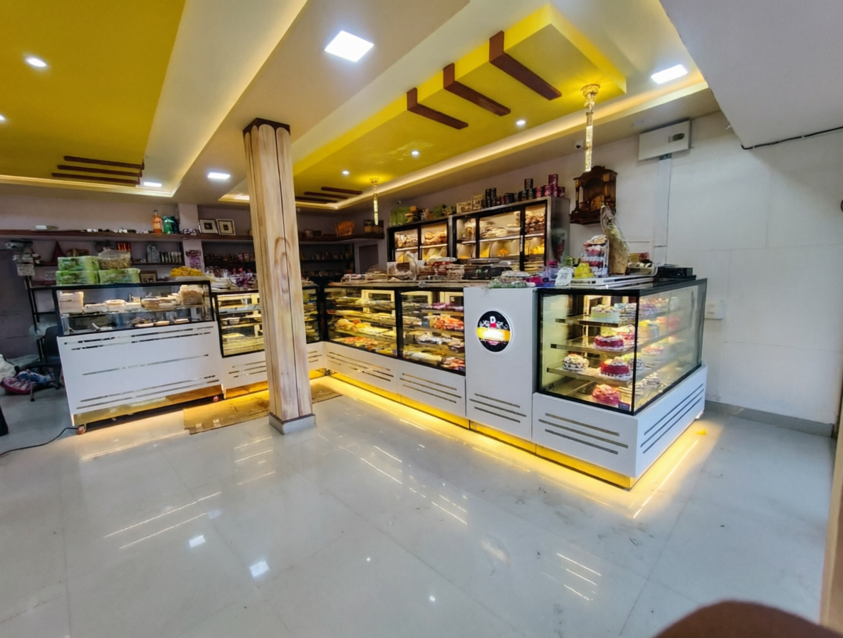 Premium bakery interior with artisanal breads