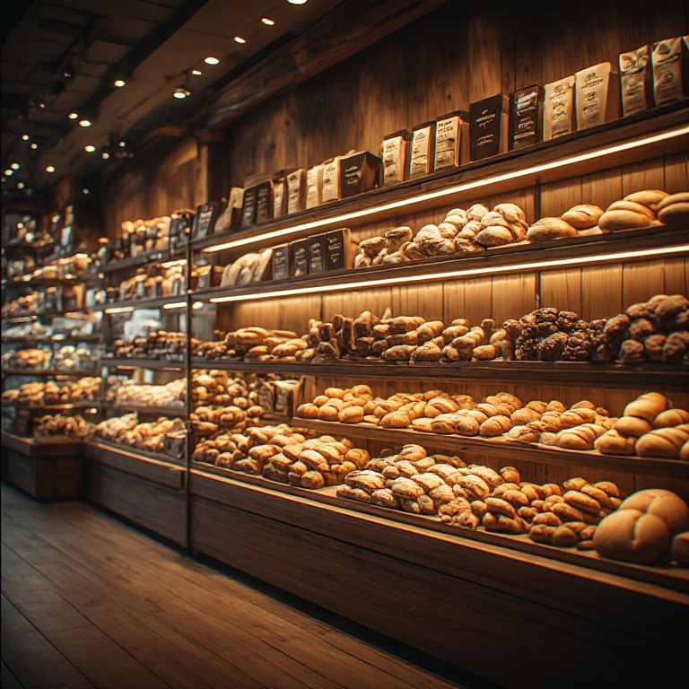 Full bakery hall interior design